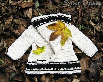 CROCHET PATTERN - Lutin Marguerite, tutorial to crochet hooded pixie woodland coat in baby and toddler sizes - Easy crochet