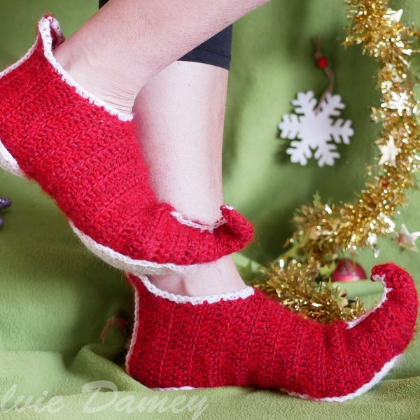 PATRON CROCHET - Chaussons de lutin pour adultes enfants et bébés, tutoriel en PDF