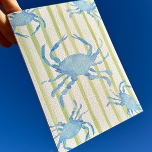 Schattige krab wenskaart, aquarel kust strand themakaart, Kids Beach Party Happy Birthday kaart, handgeschilderde familiefeest kaart
