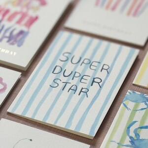 SUPER DUPER STERN | Glückwunschkarte | Aquarell Karte | Danke-Karte | Handgemalte Karte | Feier-Karte | Streifen Karte