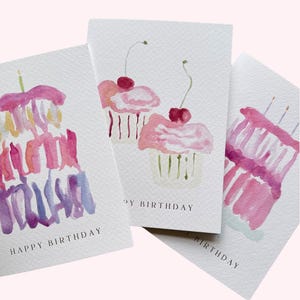 DAS GEBURTSTAGSPAKET | Aquarell Grußkarten | Alles Gute zum Geburtstag Karten | Handgemalte Karten | Feierkarten | Kuchen Karten