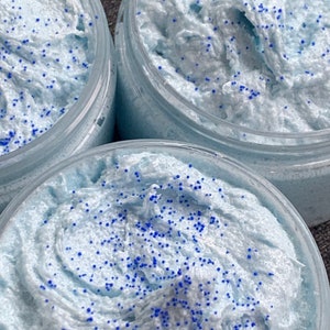 Blueberry Cake Pop Foaming Body Scrub 4 oz. Body Polish. Vegan Skincare. Soap scrub. Blueberry Lemon Cake Sugar Scrub. Made from scratch image 1