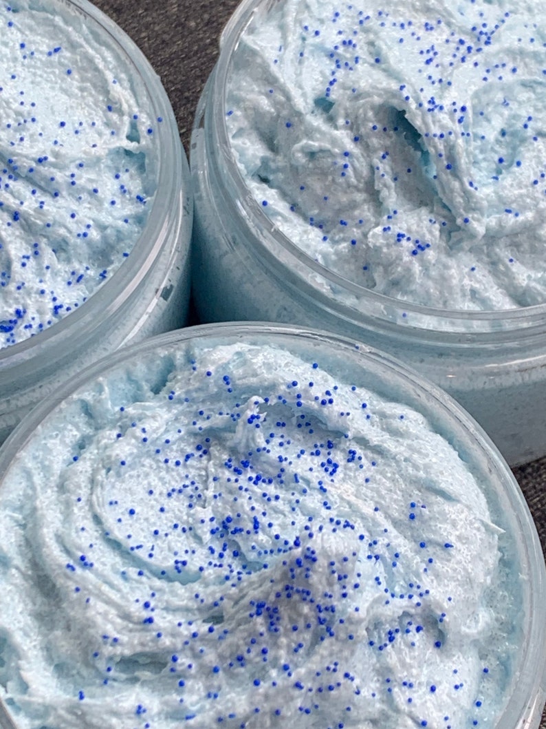 Blueberry Cake Pop Foaming Body Scrub 4 oz. Body Polish. Vegan Skincare. Soap scrub. Blueberry Lemon Cake Sugar Scrub. Made from scratch image 1