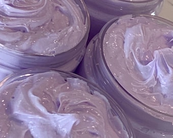 Lavender Marshmallow Shower Parfait Cream Soap 4oz. Lavender Marshmallow Whipped Soap. Vegan Body Wash. Lavender Soap in a Jar