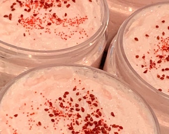 Strawberry Pound Cake Foaming Body Scrub 4 oz. Soap scrub. Strawberry Sugar Scrub. Berry Body Scrub.  Strawberry Poundcake Scrub