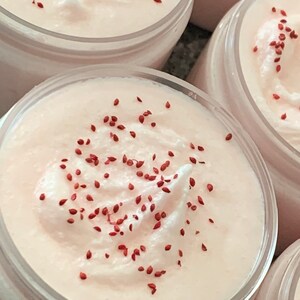 Rose Jam type Whipped Sugar Scrub 4oz. Emulsifying Scrub. Moisturizing Vegan Body Scrub. Rose Body Polish.