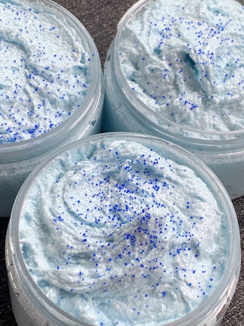 Blueberry Cake Pop Foaming Body Scrub 4 oz. Body Polish. Vegan Skincare. Soap scrub. Blueberry Lemon Cake Sugar Scrub. Made from scratch image 5