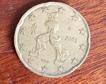 Moneda rara de 20 céntimos de euro Italia 2002