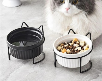 Elevated Cat Bowl Love Heart Cat Bowls Raised Cat Bowls Feeding Bowl Cat Bowl Raised Shaped Cat Bowl Ceramic Cat Bowl