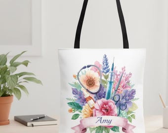 Personalized Nurse Tote Bag With Name Nurse Gift For Her Nurse Accessories Medical Work Bag Nursing Student Graduation Present