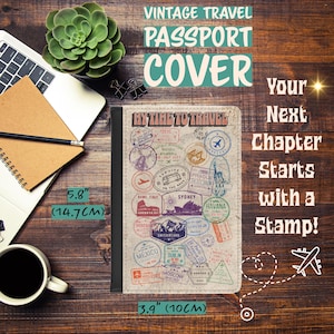 Vintage Travel Passport Cover | My Time to Travel | Gift for Adventurers, Jetsetters, Travel Lovers, Souvenir