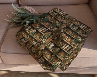 Cozy Book Lover Blanket Reading Nook Decor Bookshelf Print Throw Blanket Vintage Library Gift For Women Fall Winter Dorm Couch Bedroom Use