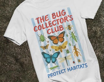 Bug Collector's Club T-Shirt, Nature Lover Gift, Entomology Shirt, Insect Enthusiast Apparel, Eco-Friendly Fashion, Summer Style