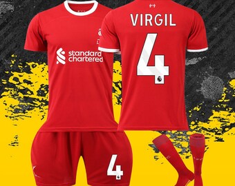 23-24 Liverpool home soccer jersey, Salah, Van Dijk, Nunez, Diaz ,McAllister,children's jersey,gifts for kids