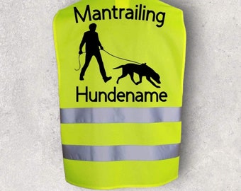 Warnweste Mantrailing personalisiert mit Hundenamen