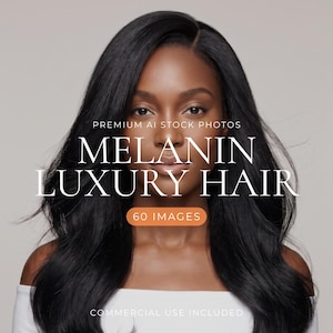 Melanin Luxury Hair Stock Photos, Black Woman Beauty Portraits, Natural Hairstyles Haircare Salon Branding Images