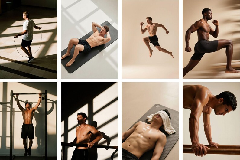 Männer Workout Stock Fotos Bundle | Gym Fitness PNG Bilder (Digitaler Download) Bild 20