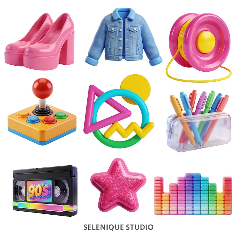 90s Vibe Clipart PNG, Retro Y2K Icons, Pixel Heart Graphics (Commercial Use) image 5