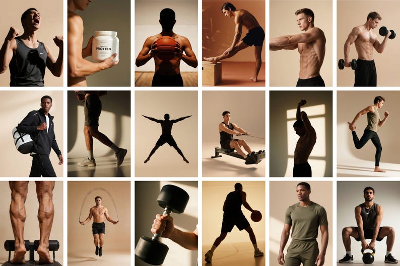 Männer Workout Stock Fotos Bundle | Gym Fitness PNG Bilder (Digitaler Download) Bild 7