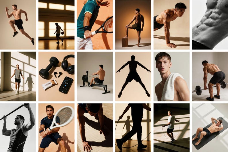 Männer Workout Stock Fotos Bundle | Gym Fitness PNG Bilder (Digitaler Download) Bild 9