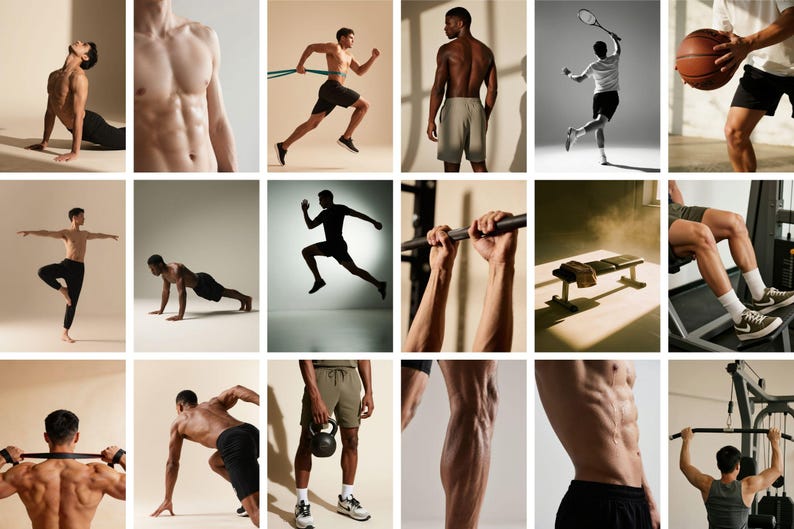 Männer Workout Stock Fotos Bundle | Gym Fitness PNG Bilder (Digitaler Download) Bild 8