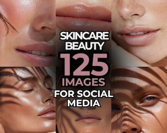 Diverse Skincare Beauty Stock Photos, Close Up Face Portrait Image Bundle, Cosmetic Brand Social Media Photo Pack, Digital Download