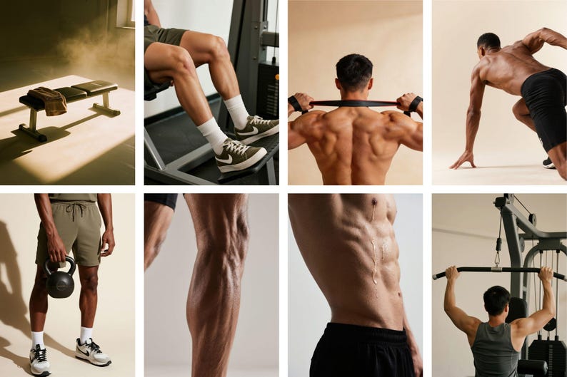Männer Workout Stock Fotos Bundle | Gym Fitness PNG Bilder (Digitaler Download) Bild 17