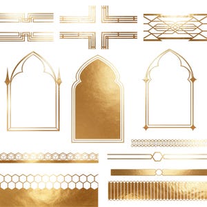Gold Geometric Frames Clipart | Art Deco Borders, Luxury Wedding Graphics (80 PNG) image 8