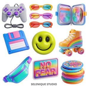 90s Vibe Clipart PNG, Retro Y2K Icons, Pixel Heart Graphics (Commercial Use) image 6