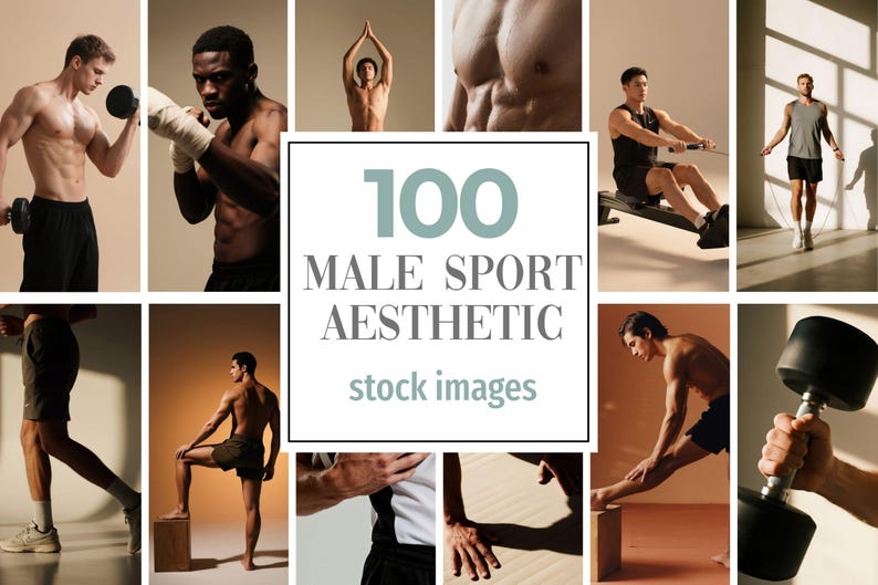 Männer Workout Stock Fotos Bundle | Gym Fitness PNG Bilder (Digitaler Download) Bild 2