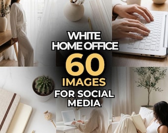 White Home Office Stock Fotos Bündel | 60 beige ästhetische Schreibtischbilder | Arbeit von zu Hause Lifestyle Fotografie | Kommerzielle Lizenz