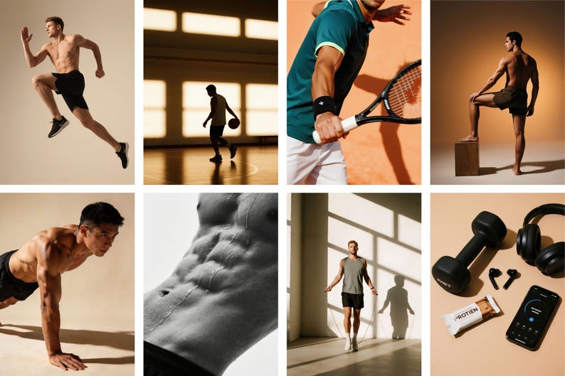 Männer Workout Stock Fotos Bundle | Gym Fitness PNG Bilder (Digitaler Download) Bild 18