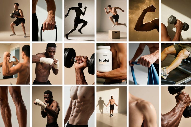 Männer Workout Stock Fotos Bundle | Gym Fitness PNG Bilder (Digitaler Download) Bild 11