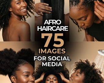 Natürliches Lockiges Haar Stock Fotos, Afro Texture Beauty Bundle, Coily Haarpflege Bilder, Chic Style Photo Pack, Schutz-Styling-Content