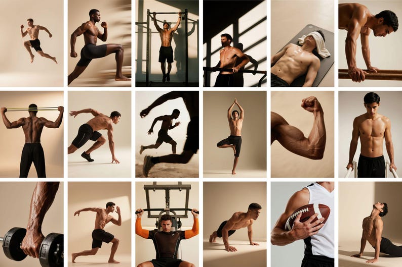 Männer Workout Stock Fotos Bundle | Gym Fitness PNG Bilder (Digitaler Download) Bild 10