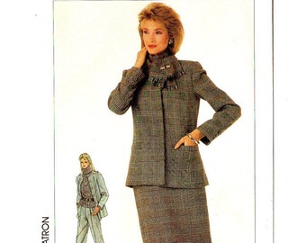 Simplicity 7181 Misses Jacket, Skirt, Pants, Scarf 80s Vintage Sewing Pattern UNCUT Size 16 Bust 38 Lined Princess Jacket Suit