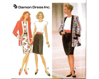 Simplicity 8346 Misses Dress, Long Jacket 90s Vintage Sewing Pattern Uncut Size 18, 20, 22, 24 Bust 40, 42, 44, 46