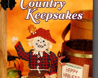 Country Keepsakes Plastic Canvas Pattern Book Needlecraft Shop Christmas, Ornament, Doorstop, Magnets, Rainbow Mobile, Easter Basket