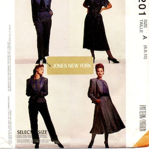 Vintage McCalls 6201 Pattern Jacket Skirt Jones New York Size 8-12 Top UNCUT Pants