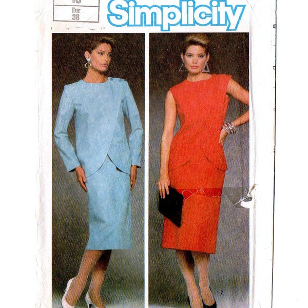 Simplicity 6739 Misses Wrap Jacket or Top, Skirt 80s Sewing Pattern UNCUT Size 10 Bust 32 1/2 Asymmetrical Straight Skirt