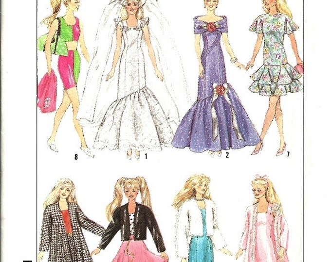 Simplicity 9334 Barbie Doll Clothes Vintage Sewing Pattern Etsy