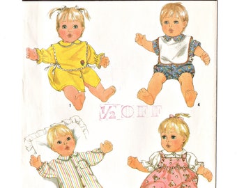 Simplicity 8417 Baby Doll Clothes 80s Vintage Sewing Pattern Uncut Size 21" Real Baby Dress, Romper, Bib, Jumper, Sleeper