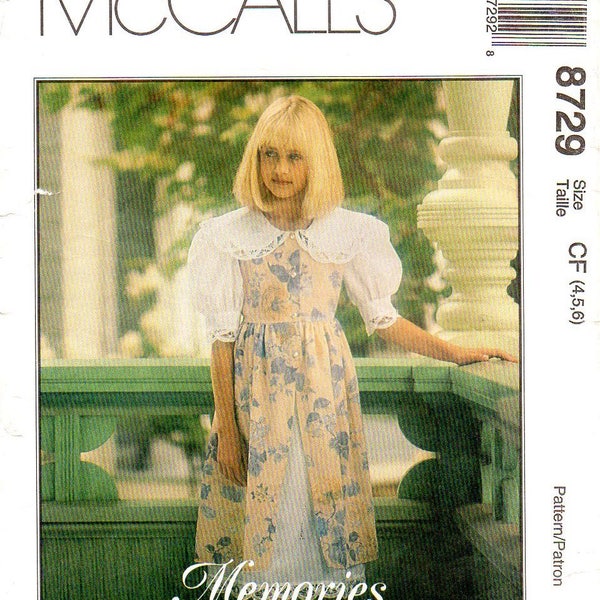 McCalls 8729 Girls Memories Dress, Petticoat 90s Vintage Sewing Pattern Size 4, 5 Chest 23, 24