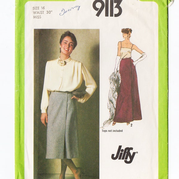 Simplicity 9113 Misses Jiffy Wrap Skirt 70s Vintage Sewing Pattern Size 16 Waist 30 Front Wrap, Maxi Skirt, Evening or Regular Length