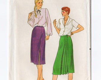 Butterick 6795 Misses A-Line Skirt 80s Vintage Sewing Pattern Size 10 Waist 25 Side Front Slit or Pleats, Quick Pattern