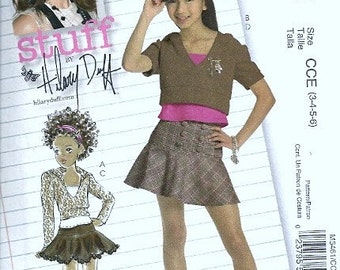 McCall's 5461 Girls Hoodie Top, Mini Skirt Sewing Pattern Size 3, 4, 5, 6 Uncut Hilary Duff