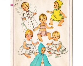 Simplicity 6817 Baby Doll Clothes 60s Vintage Sewing Pattern Uncut 18" Betsy Wetsy, Ginny Baby Dress, Nightgown, Slip, Cape, Hat