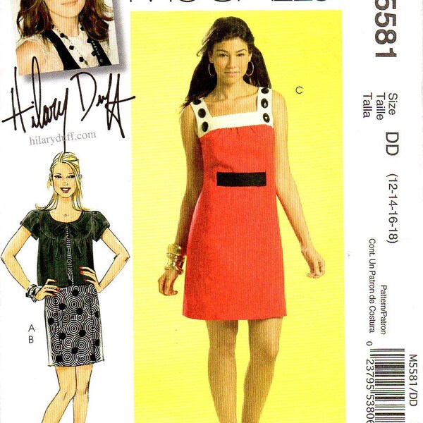 McCall's 5581 Misses Hilary Duff Dress, Jacket Sewing Pattern Size 12, 14, 16, 18 Uncut Bust 34, 36, 38, 40