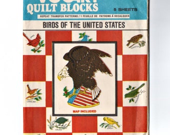 Vogart #2001 Birds of The United States Quilt Block Embroidery Transfers With US Map