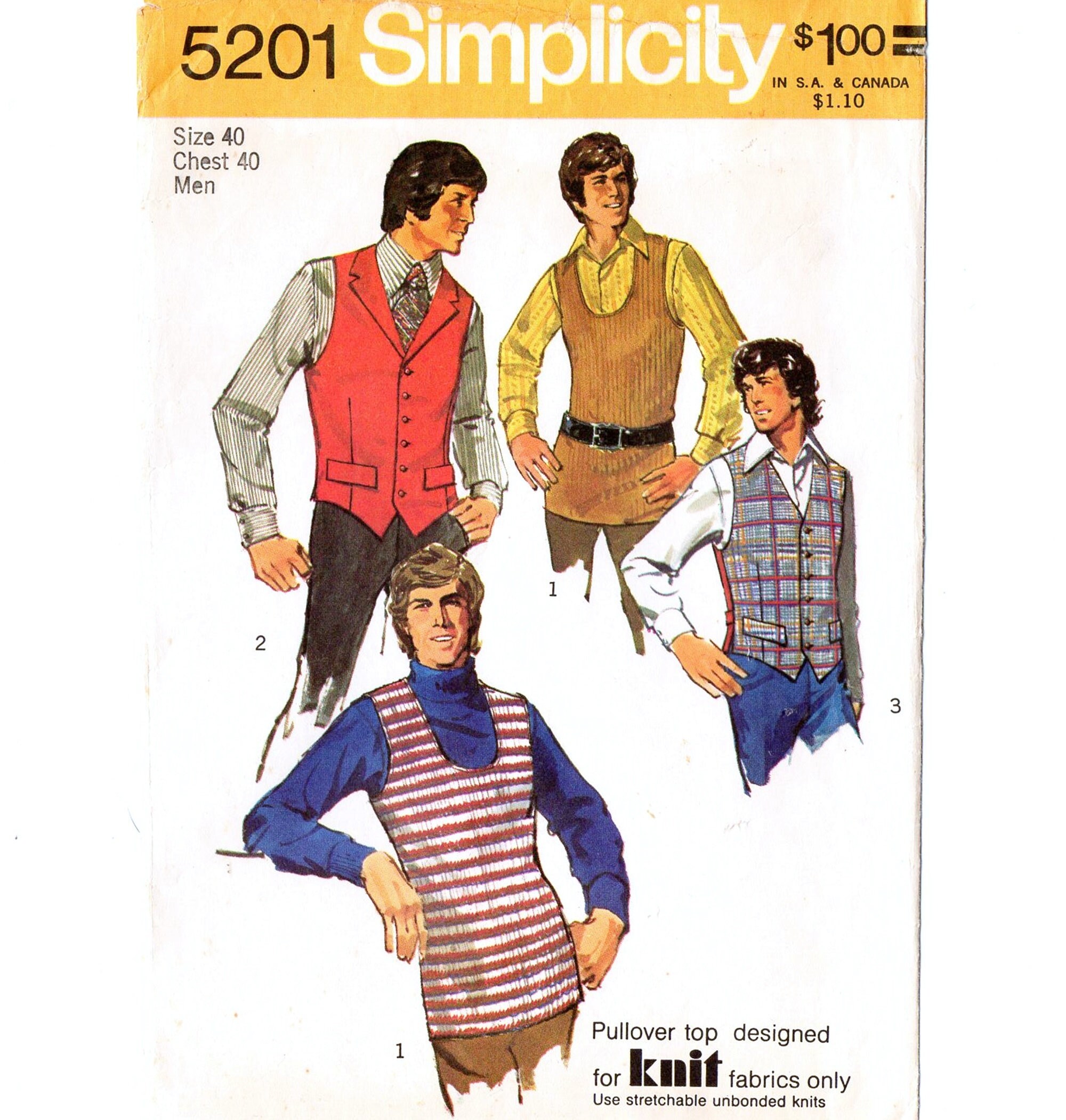 Simplicity Men's Tank Top Vest Vintage Sewing - Etsy Sweden